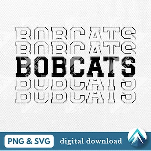 Bobcats digital nedladdning, PNG- och SVG-filer, clipart med transparent bakgrund, staplat college-teckensnitt med toning, digitalt konstverk