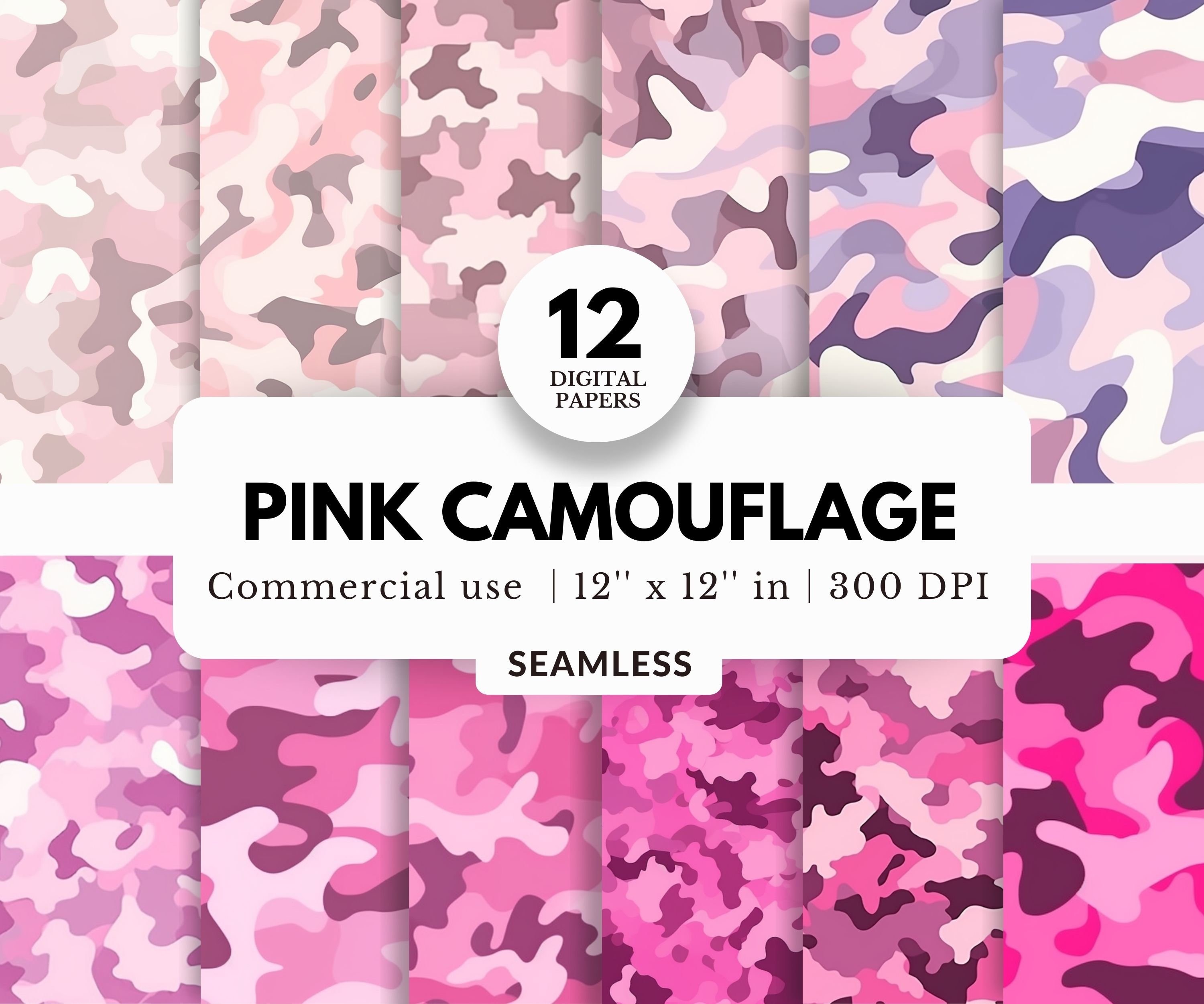 Dark Pink Duct Tape Flower Hair Clip Light Pink Camo Print 