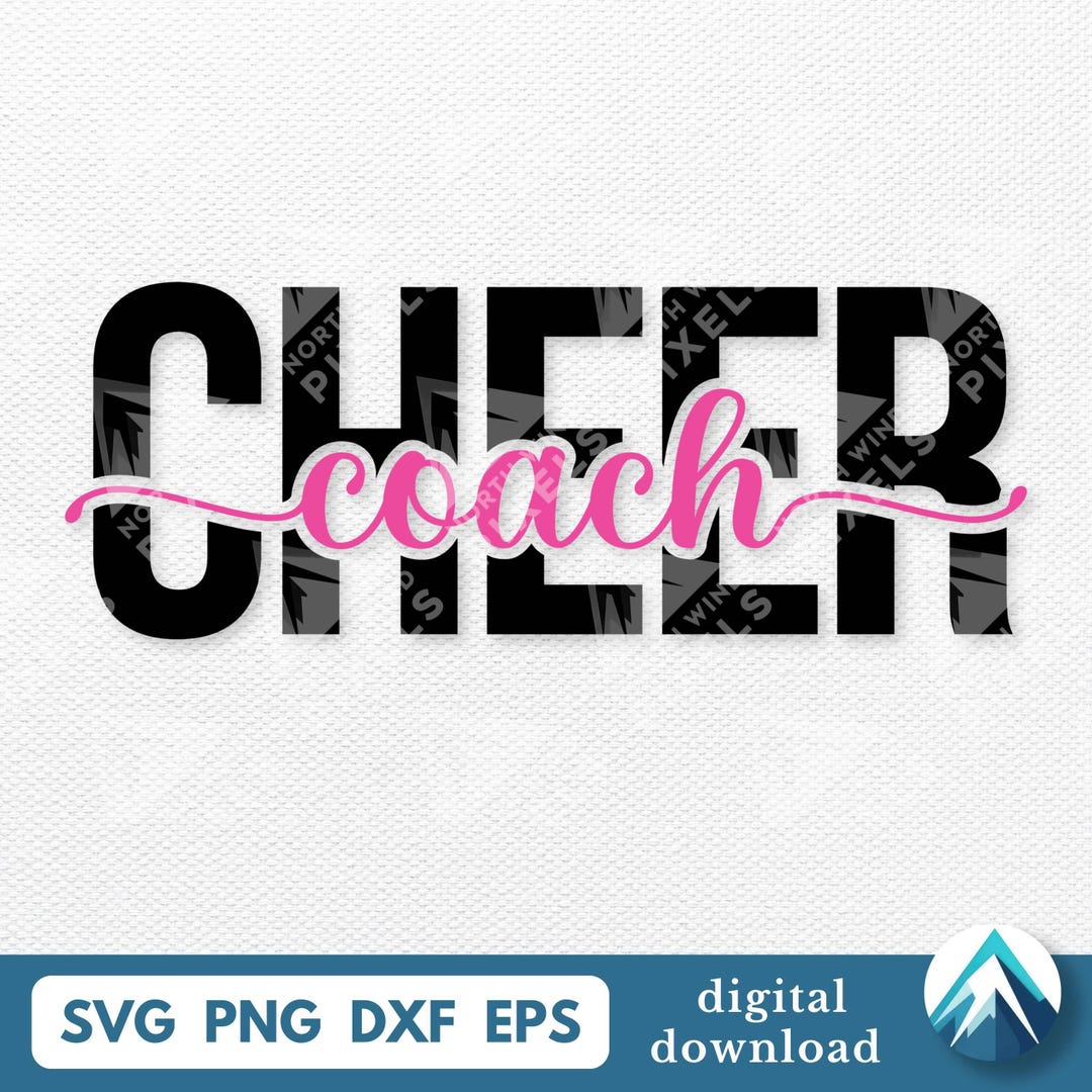 Coach In Cursive Cheer Coach Digital Download, Svg Png Dxf Eps Files, Transparent With ...