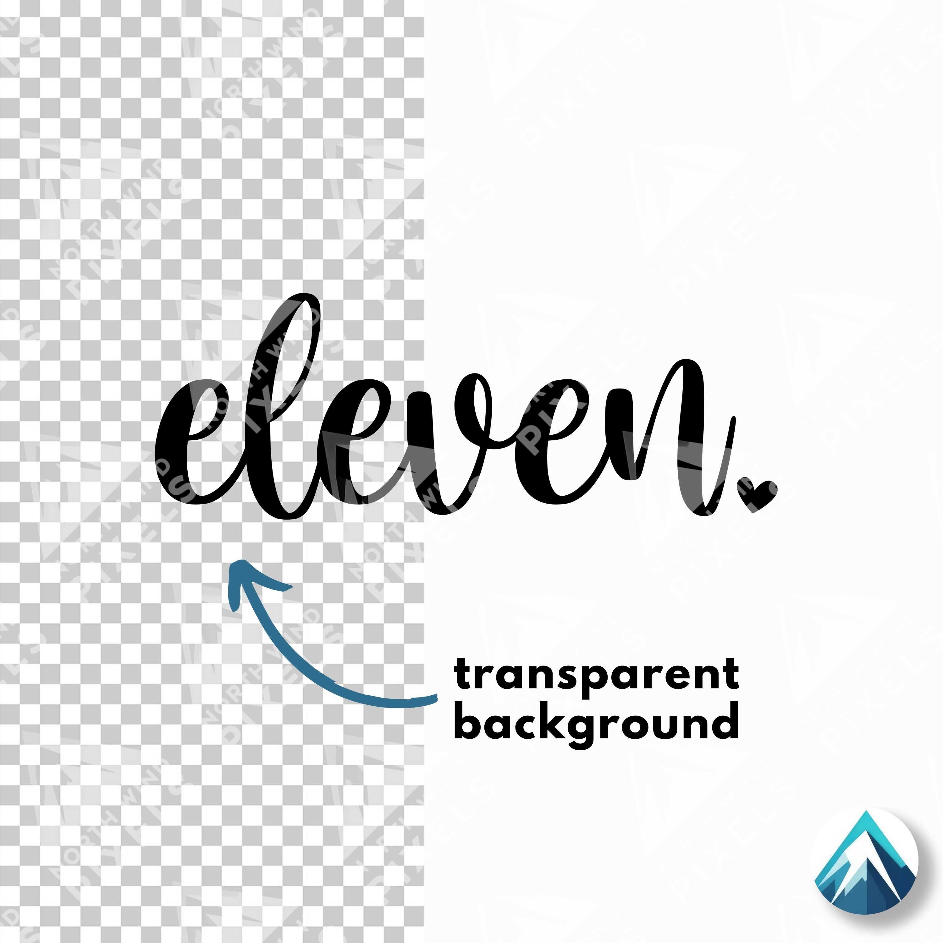 Eleven Birthday Number, Digital Download, PNG and SVG File, Transparent ...