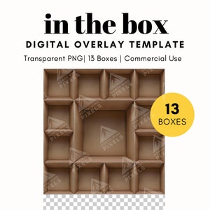 13 Plantillas digitales de cajas de cartón vacías, PNG, fondo de cuadrícula, fondo transparente, fotografía en la caja para niños, familia, Navidad