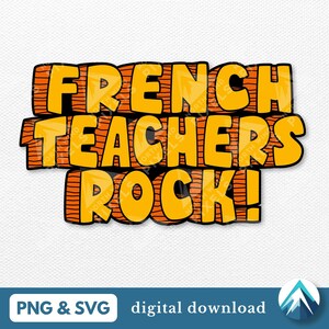 Professores de francês Rock Digital Download, PNG e arquivos SVG, fonte da idade da pedra, estilo do homem das cavernas, para camisa infantil, professores de escola, decalques, adesivos