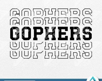 Gophers Digital Download, PNG and SVG, Clipart with Transparent Background, Stacked College Varsity Font, Fade Out Effect, Digital Artwork