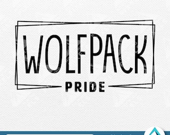 Wolfpack Pride in Box Frame Digital Download, Svg Png Dxf Eps Files, Transparent Clipart with Layers, Rectangle with Border, Digital Artwork