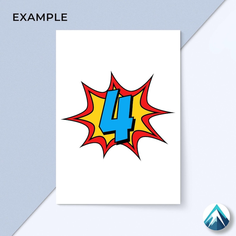 Exploding Number 4 Logo 4 Superhero Birthday Number, PNG and SVG File, Digital Download ...