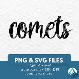 コメッツ デジタル ダウンロード、PNG および SVG ファイル、透明な背景、スポーツ チーム T シャツ、チアリーディング クラブ、マスコット、スクール スピリット ウェア用