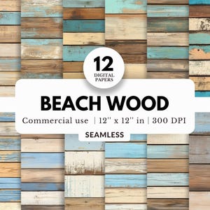 12 papeles digitales de madera de playa, texturas de madera sin costuras, 12 x 12, fondos rústicos realistas, estilo antiguo, para casa de muñecas, papel tapiz, sublimación