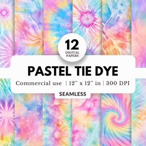 12 bundle di carta digitale colorante pastello, texture senza cuciture, 12x12, sfondo colorato, cravatta a spirale, illustrazione realistica, clipart Festival