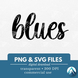 ブルース デジタル ダウンロード、PNG および SVG ファイル、透明な背景、筆記体、ユース スポーツ チーム T シャツ、マスコット、スクール スピリット ウェア