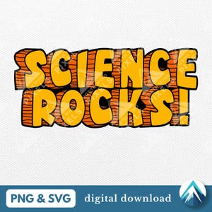 Science Rocks Digitaler Download, PNG und SVG-Datei, Steinzeitschrift, Höhlenmensch-Stil, Für Kinder-Shirt, Schullehrer, Abziehbilder, Aufkleber