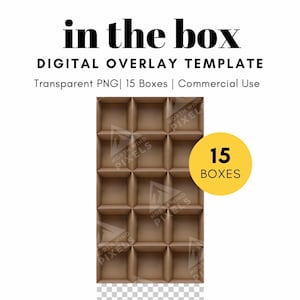 15 plantillas digitales de cajas de cartón vacías, PNG, cuadrícula, fondo transparente, fotografía en la caja para aulas escolares, estudiantes, oficinas