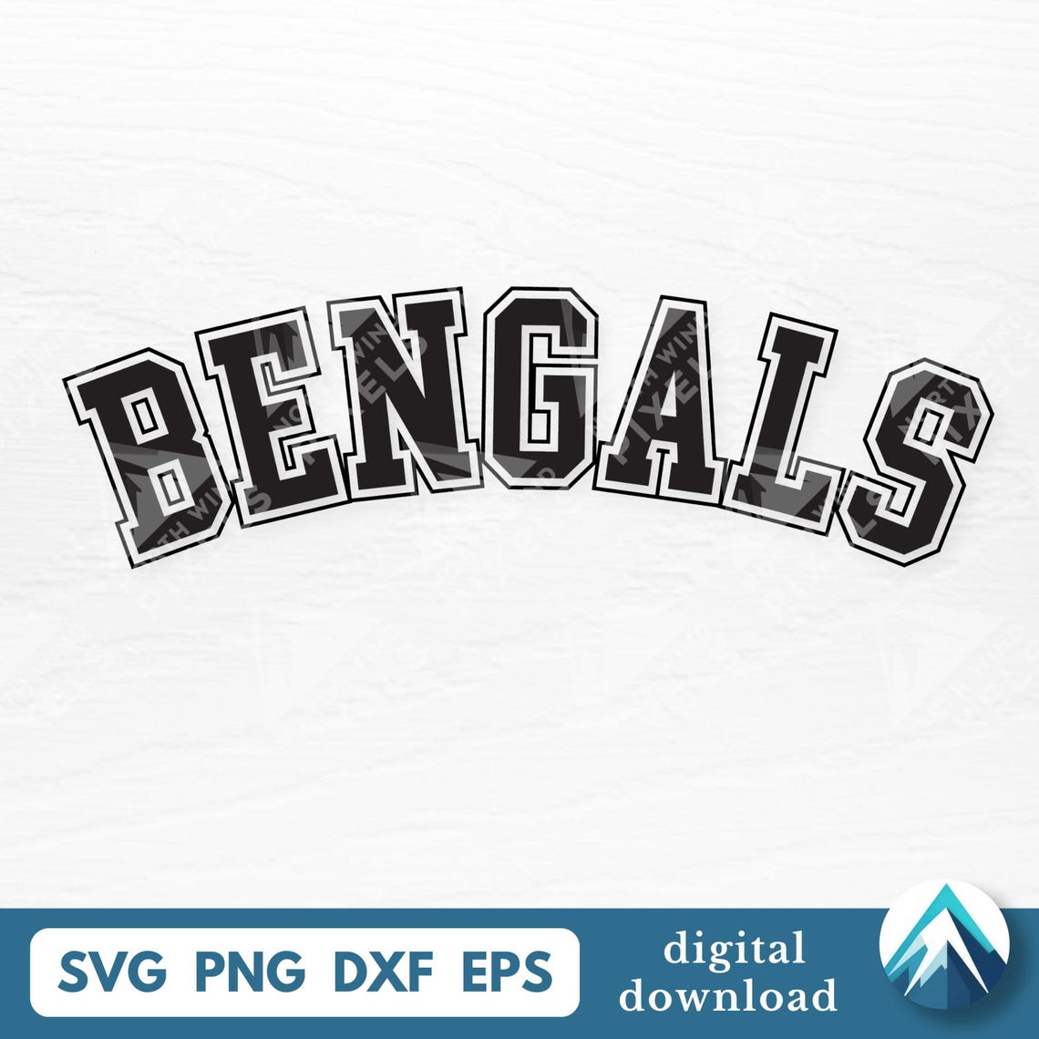 Curved Bengals Digital Download, Svg Png Dxf Eps File, Transparent ...