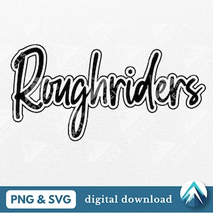 ラフライダーズ デジタル ダウンロード、PNG および SVG ファイル、透明な背景、ステッカー効果、ユース スポーツ チーム リーグ、マスコット シャツ、スクール スピリット