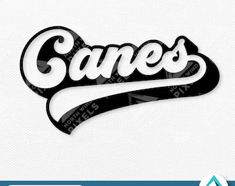 Sporty Canes Digital Download, PNG and SVG Files, Transparent Clipart with Layers, Retro Baseball Style with Shadow Effect, Digital Artwork