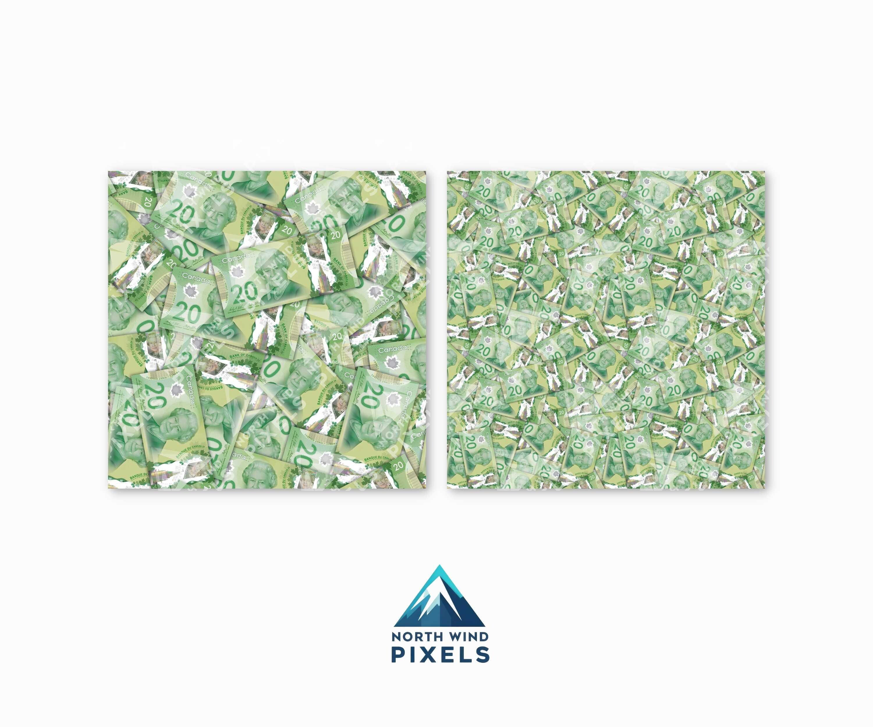 Canada 20 Dollar Bills Digital Papers, Seamless Patterns, JPG Download ...
