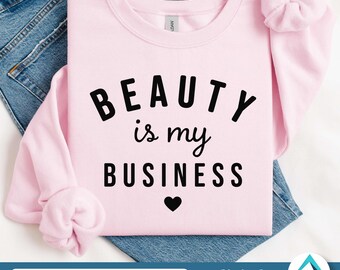 Beauty is my Business Digital Download, Svg Png Dxf Eps, Transparent, Curved with Small Heart, Branding for Makeup Artists, Estheticians