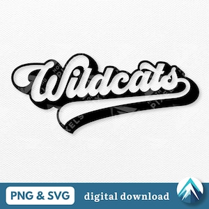 Sportowe Dzikie Koty do pobrania w wersji cyfrowej, plik PNG i SVG, przezroczysty kliparty, styl retro baseballowy z efektem cienia, podkreślenie, grafika cyfrowa