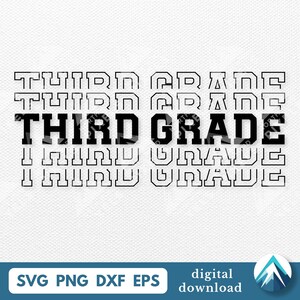 Download digital para terceira série, Svg PNG Dxf Eps, Clip Art transparente, Fonte universitária com fade out, Efeito de eco, Para professores
