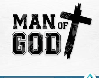十字架付き神の男のデジタルダウンロード、SVG PNG DXF EPS、大学代表フォント、クリスチャン兄弟、信仰の男たち、教会シャツ用