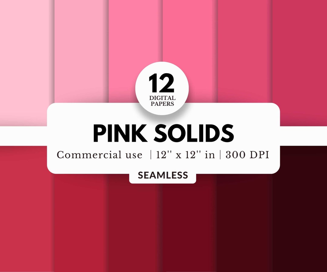 12 Pink Solids Digital Papers Bundle, Seamless, 12x12 JPG Download ...