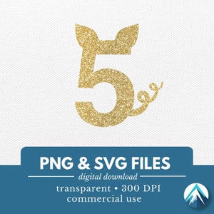5-årsdagsnummer för grisar, PNG- och SVG-filer, digital nedladdning, söta små grisöron och fjädrande svans, 5-årsdag, för tårtdekorationer, T-shirts