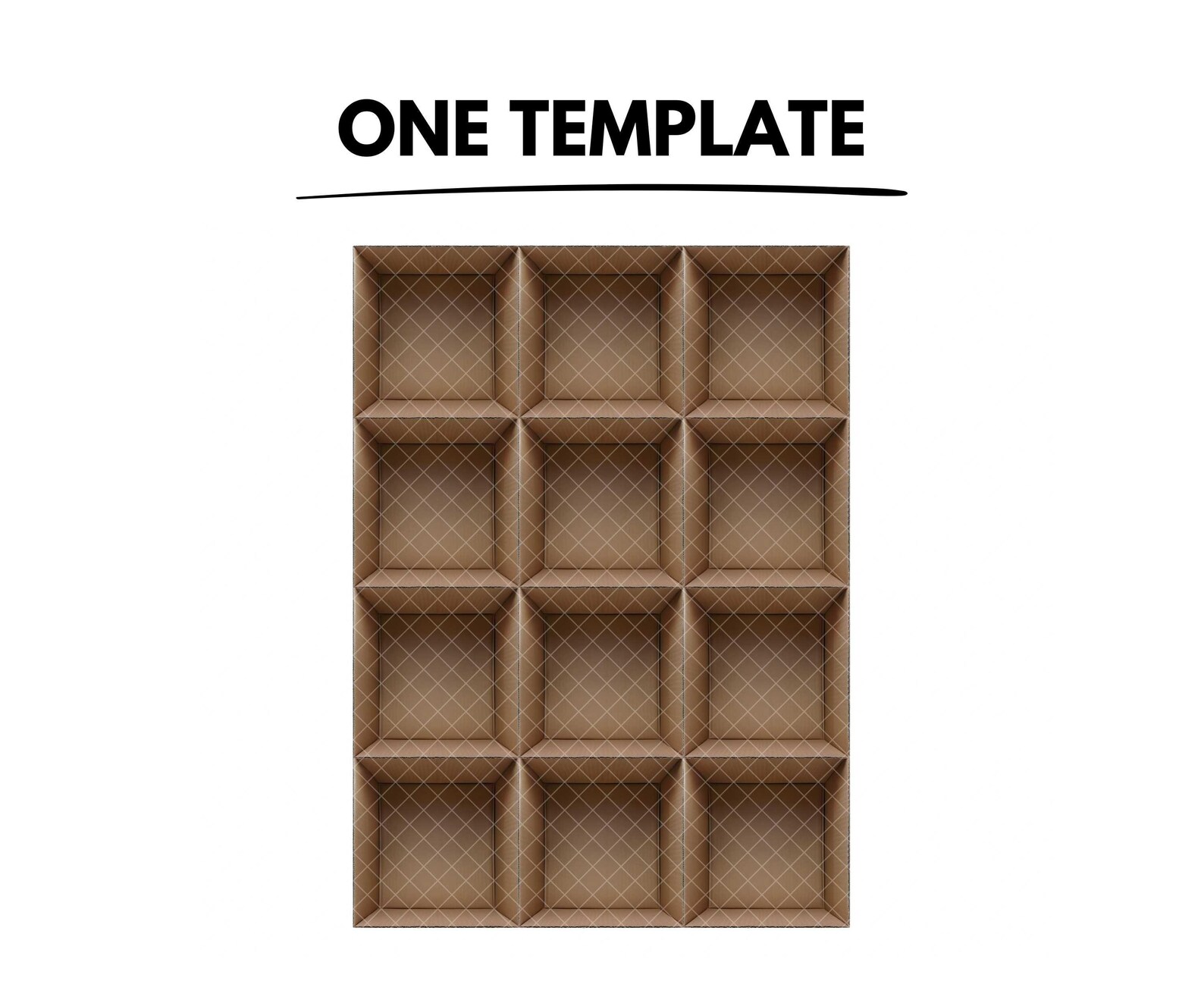 12 Empty Cardboard Box Digital Template, PNG, Grid, Transparent ...