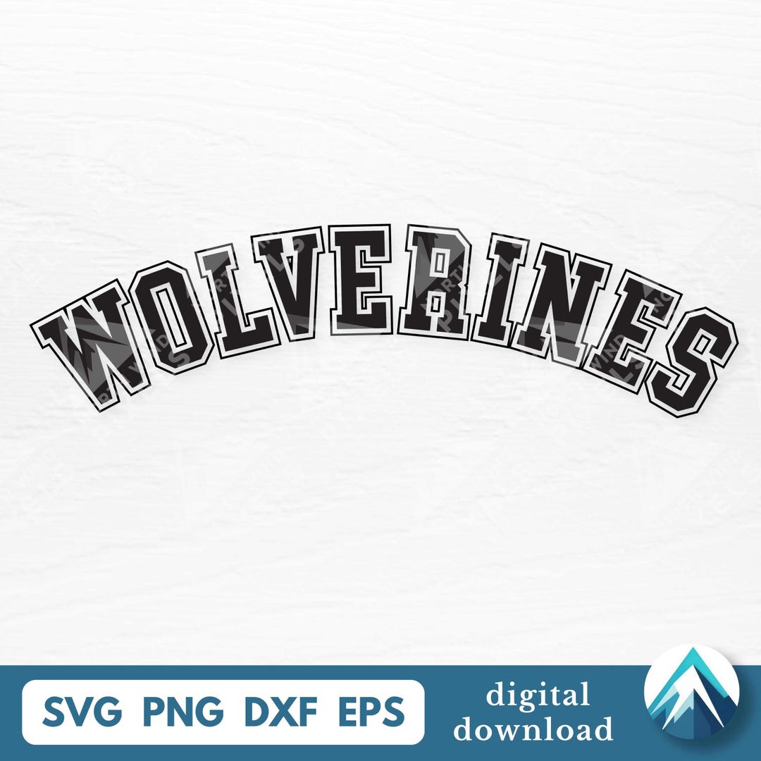 Curved Wolverines Digital Download, Svg Png Dxf Eps, Transparent ...