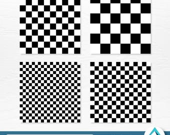 Checkerboard Patterns Digital Download Bundle, Svg Png Dxf Eps Files, Transparent and Black & White, Seamless, Checkered Prints, Racing Flag