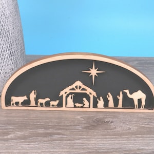 Small Laser Cut and Handmade 6 Layers 3D Arch Nativity Scene for Display in your Home at Christmas, Great Gift for Christmas.