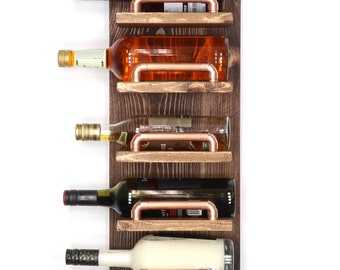 Vertical Tiered Rustic Wine Rack, Wall Mounted Bottle Holder