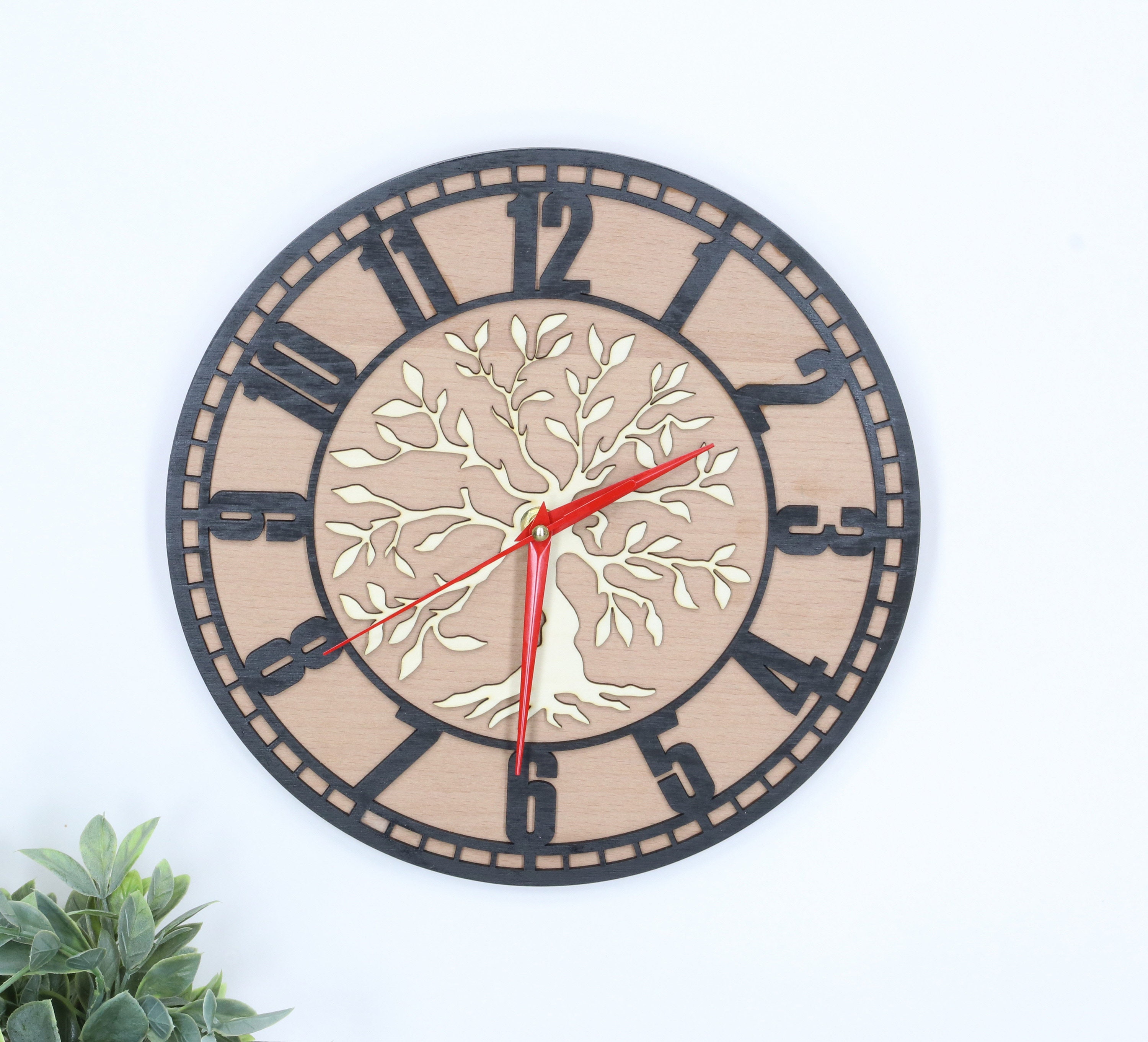 Wooden Wall Clock, Tree of Life Clock, Laser Cut Wall Clock, Wall Clock ...