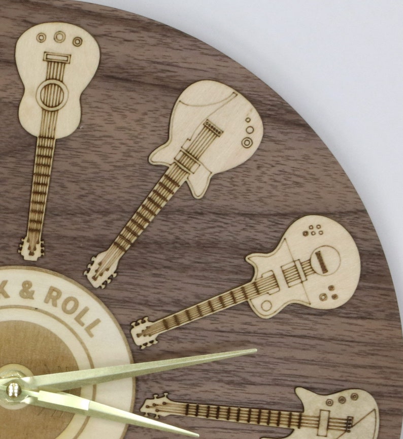 11.5 Wooden Guitar Wall Clock Guitar Clock 3D Guitar Etsy