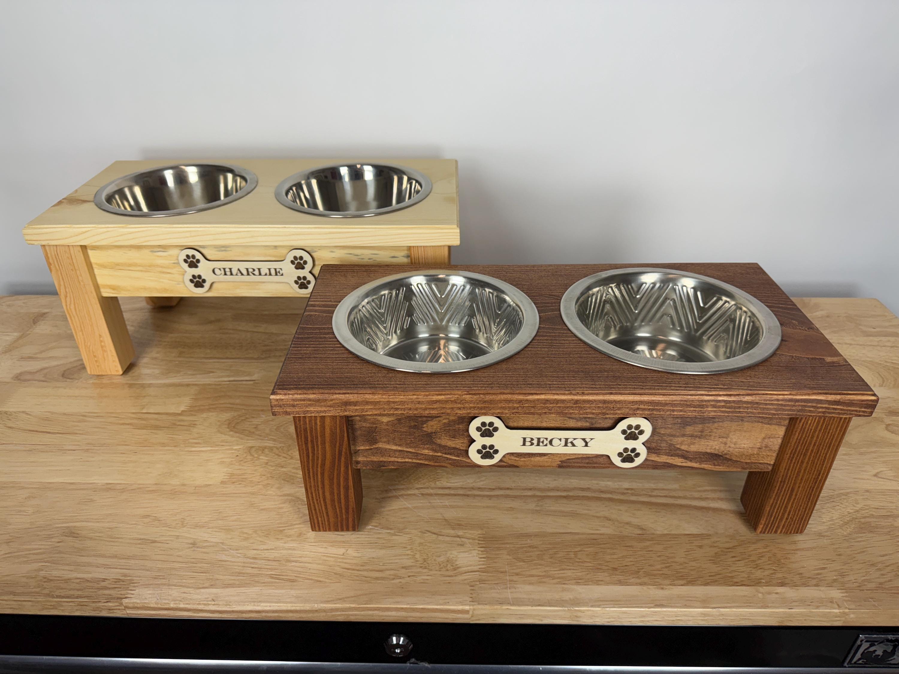 Personalized Wooden Dog Feeder Handcrafted With Solid Wood - Etsy