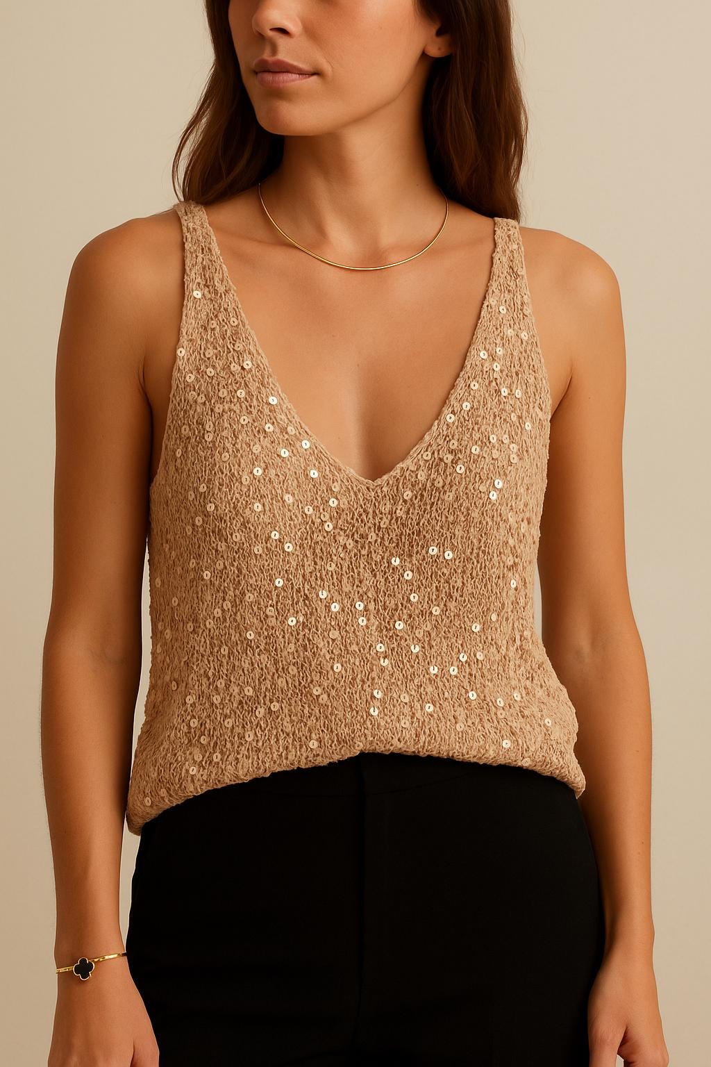 Beige sequin top France