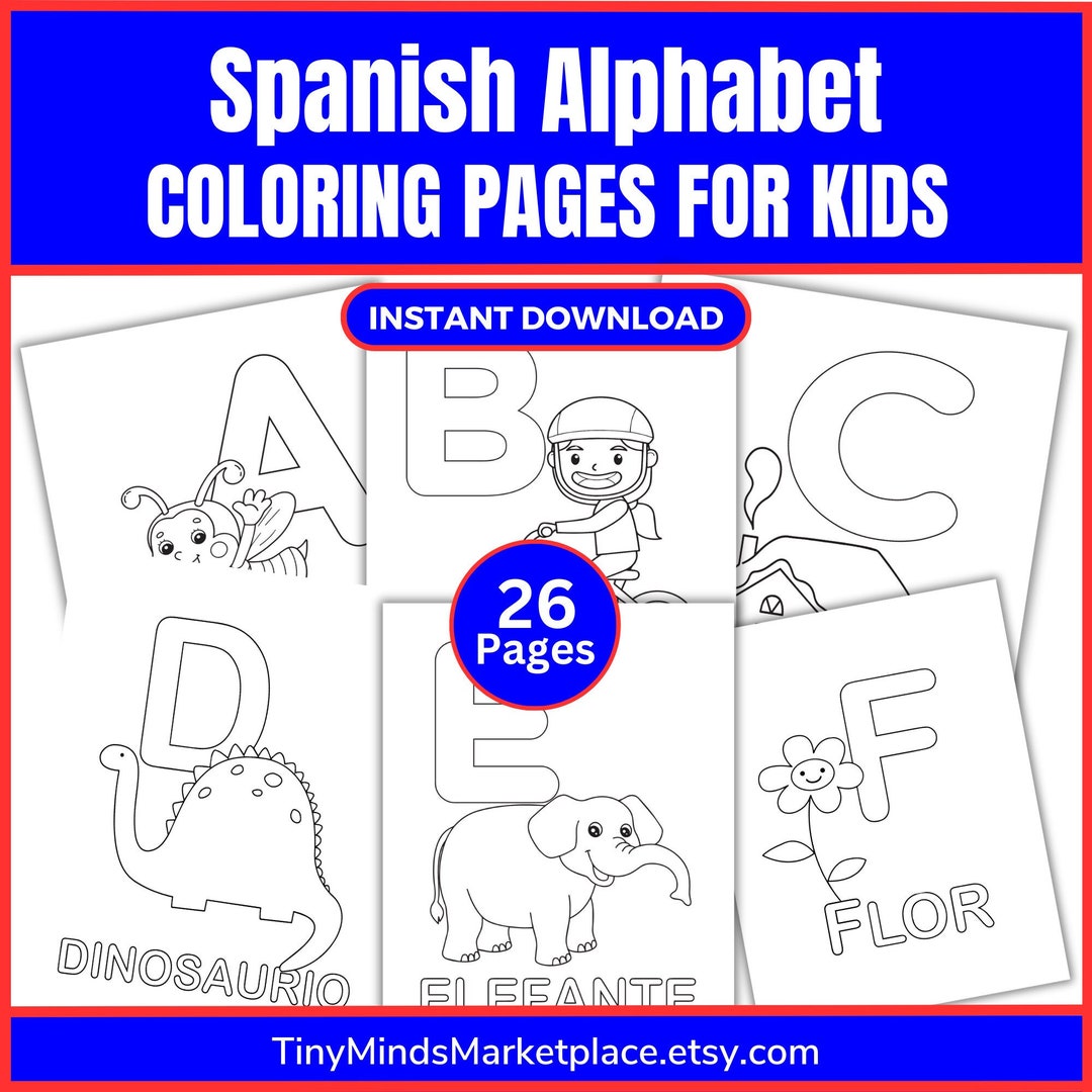 Spanish Coloring Pages for Kids Spanish Alphabet Homeschool - Etsy