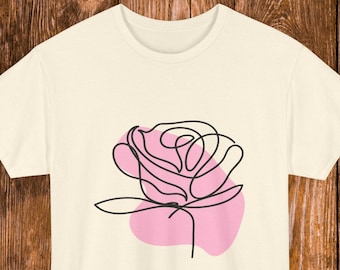 Rose Line Art T-Shirt: Trendy Women's Graphic Tee