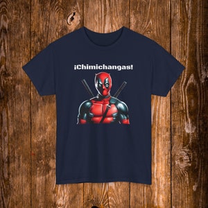 Camiseta de Deadpool Chimichangas, camiseta antihéroe de Marvel Navy