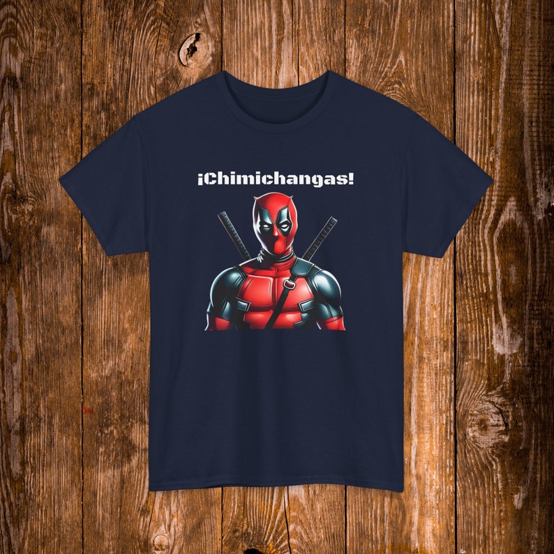 Camiseta de Deadpool Chimichangas, camiseta antihéroe de Marvel Navy