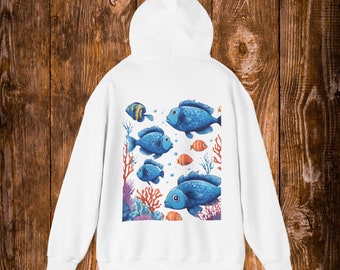 Karl Kani - Felpa azzurra con cappuccio, logo e grafica con cuori