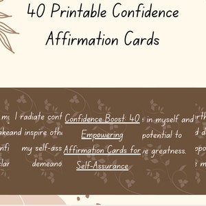 40 Tarjetas de afirmación para aumentar la confianza, Tarjetas imprimibles, Tarjetas motivacionales, Tarjetas de positividad, Baraja de afirmación, Afirmación diaria, 2023
