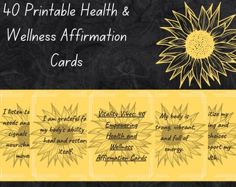 40 Affirmationskarten für Gesundheit und Wellness, druckbare Karten, Motivationskarten, Positivitätskarten, Affirmationsdeck, Tägliche Affirmation, 2023