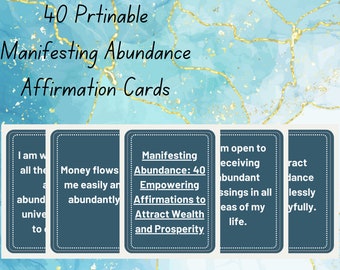 40 Manifesting Abundance Affirmation Cards, Printable Cards, Motivational Cards, Positivity Cards, Affirmation Deck, Daily Affirmation, 2023