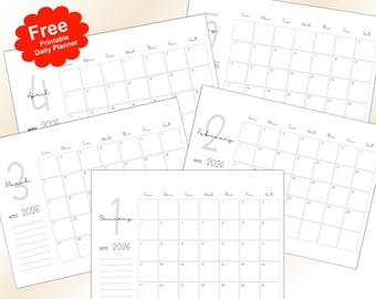 2026 Printable Monthly Calendar | Minimalist A4 & Letter (PDF)