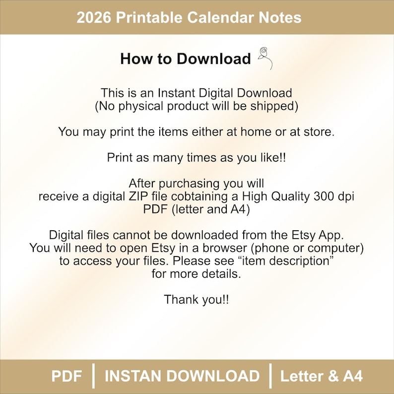 2026 Printable Calendar Notes | Minimalist Monthly Planner | A4 ...