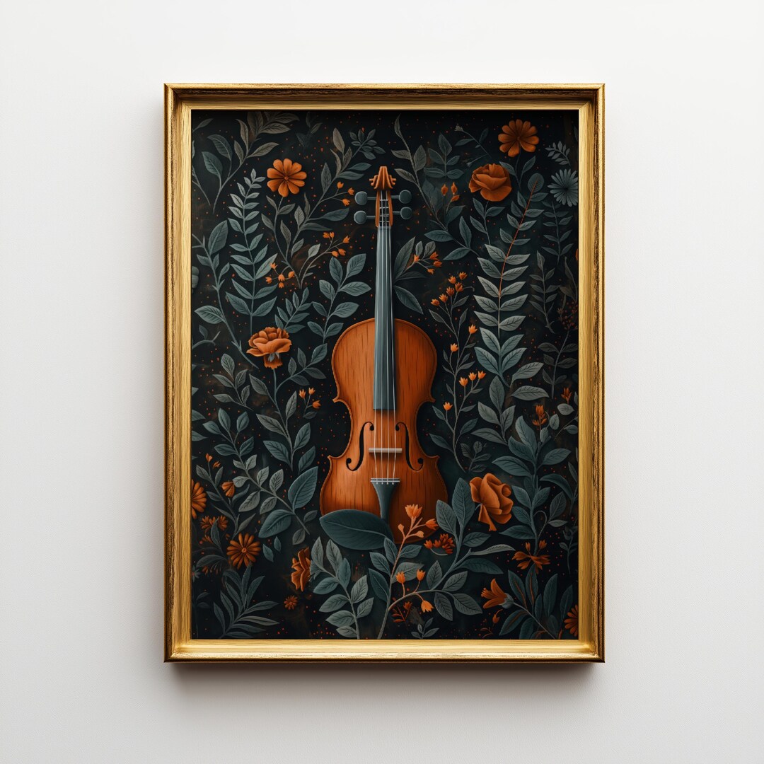 William Morris Antique Violin Art | Vintage Floral Garden Print | Music ...