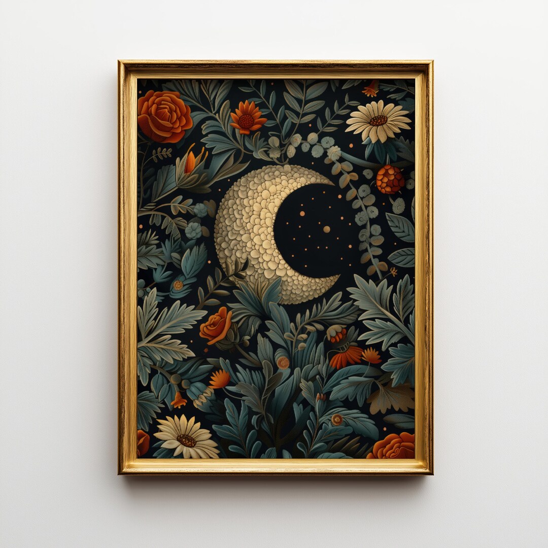 William Morris Radiant Nature's Moon Art | Botanical Lunar Print ...