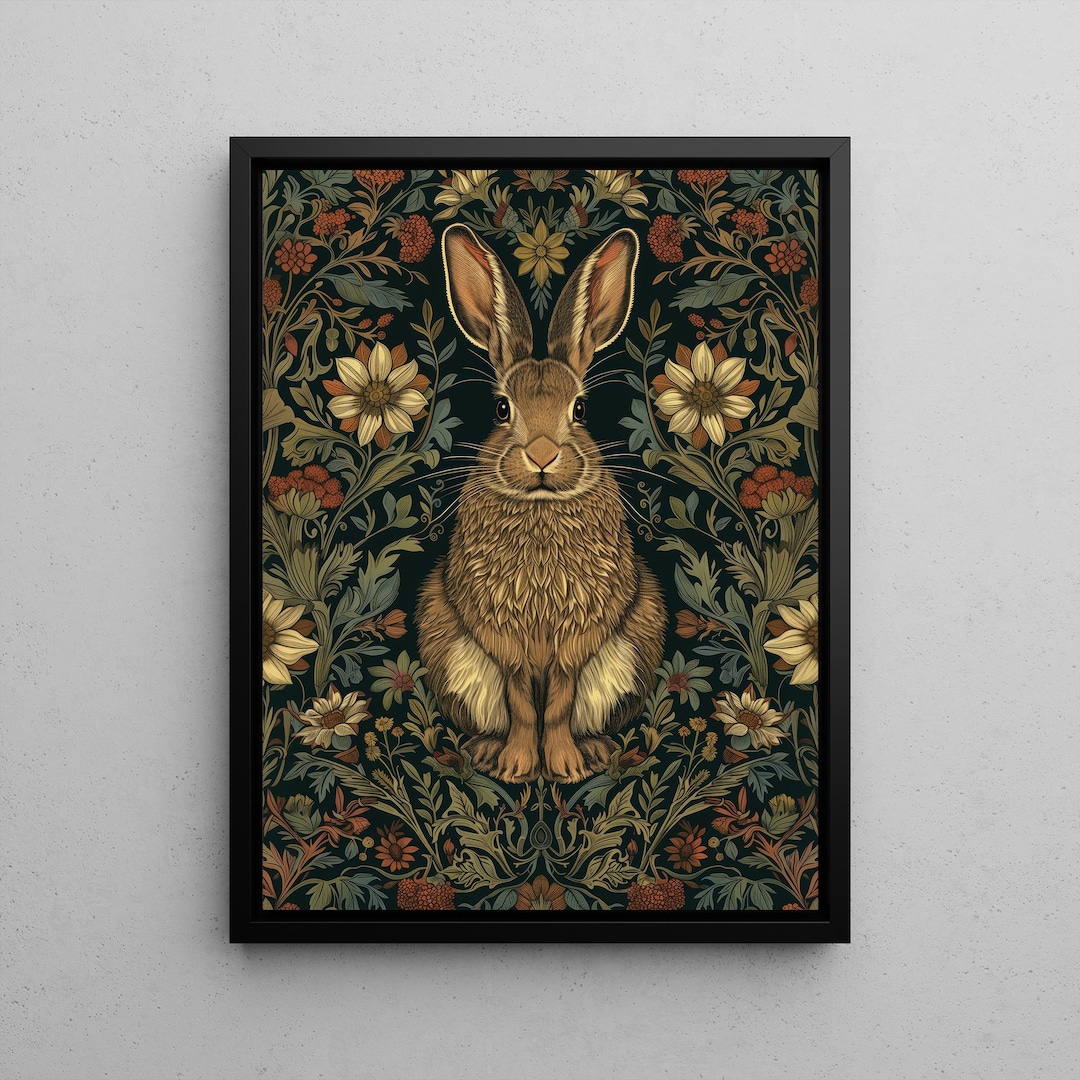 William Morris Rabbit Print | Vintage Hare Wall Art | Dark Academia ...
