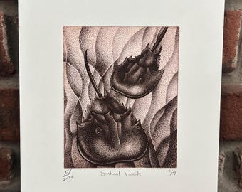 Sentient Fossils - Horseshoe Crab Solar Plate Etching limited edition Print