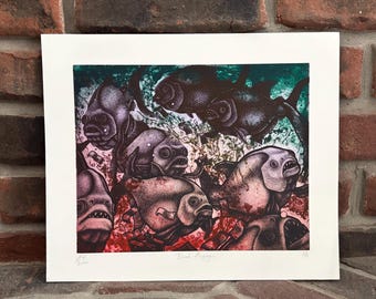 Blood Money - Piranha Solar Plate Etching