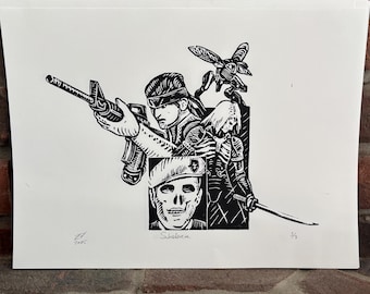 Substance - MGS2 gaming inspired limited-edition linocut print